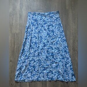 Elegant Floral A-Line Skirt in Blue